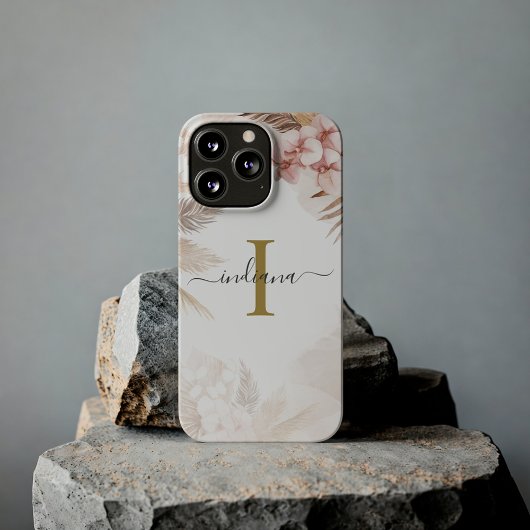 Name der Pampas Grass Monogram Initial Terracotta Case-Mate iPhone Hülle