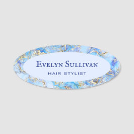 Name der Pastel Blue Fluid Marble Namensschild