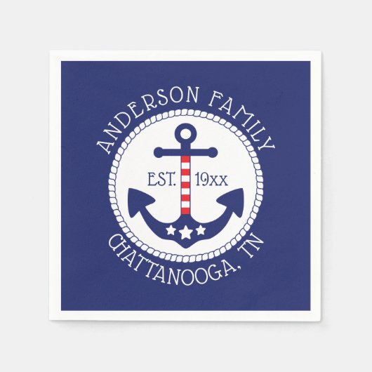 Name der patriotischen Ankerfamilie Serviette (Vorderseite)