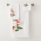 Name der Peony Bloom Monogram Badhandtuch Set (Insitu)