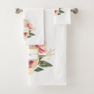 Name der Peony Bloom Monogram Badhandtuch Set