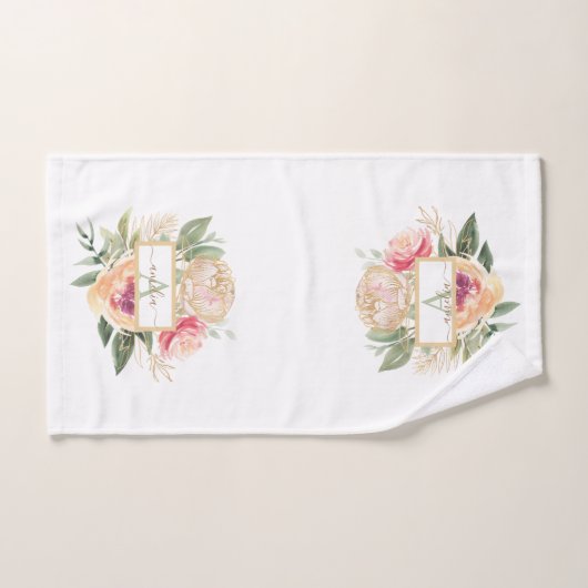 Name der Peony Bloom Monogram Badhandtuch Set (Handtuch)