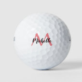 Name der personalisiert rosa Monogramm Golfball (Vorderseite)