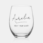 Name der personalisierten besten Mama je Monogramm Weinglas Ohne Stiel (Vorderseite)