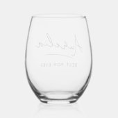 Name der personalisierten besten Mama je Monogramm Weinglas Ohne Stiel (Rückseite)