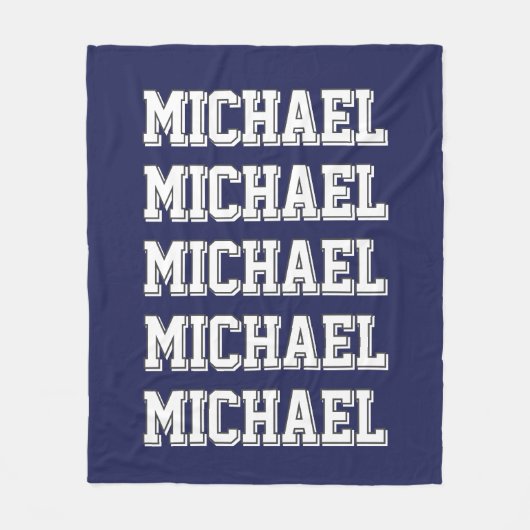Name der personalisierten blauen Monogramm Fleecedecke (Vorderseite)