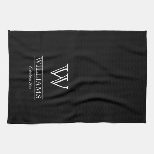 Name der personalisierten einfachen Monogrammfamil Geschirrtuch (Horizontal)