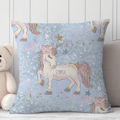 Name der personalisierten Einhorn-Sterne-Monogramm Kissen