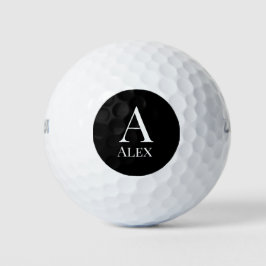 Name der personalisierten, eleganten Schwarz-Weiß- Golfball