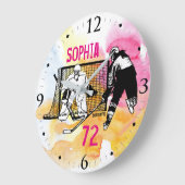 Name der personalisierten Frauenhockey-Tinte Große Wanduhr (Winkel)