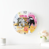 Name der personalisierten Frauenhockey-Tinte Große Wanduhr (Zuhause)