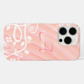 Name der personalisierten Girl Monogramm Rosa Weiß Case-Mate iPhone Hülle (Rückseite (Horizontal))