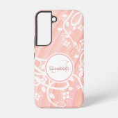 Name der personalisierten Girl Monogramm Rosa Weiß Samsung Galaxy Hülle (Rückseite)