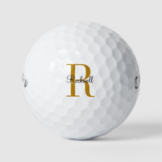 Name der personalisierten Goldmonogramm-Bezeichnun Golfball (Vorderseite)