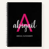 Name der personalisierten, heißen rosa, schwarzen, notizblock (Vorderseite)