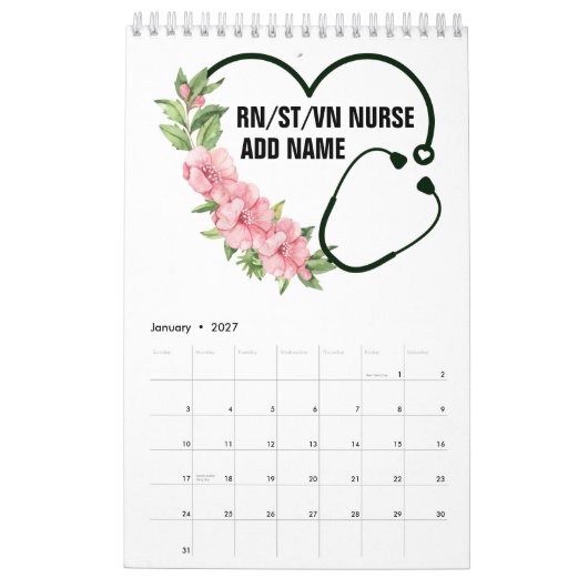 Name der personalisierten Krankenschwester Kalender (Jan 2027)