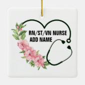 Name der personalisierten Krankenschwester Keramikornament (Rückseite)
