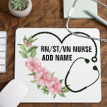 Name der personalisierten Krankenschwester Mousepad<br><div class="desc">Personalisierte Krankennamensgestaltung für registrierte,  Studierende,  Veteran Krankenpfleger.</div>