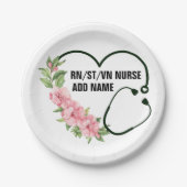 Name der personalisierten Krankenschwester Pappteller (Vorderseite)