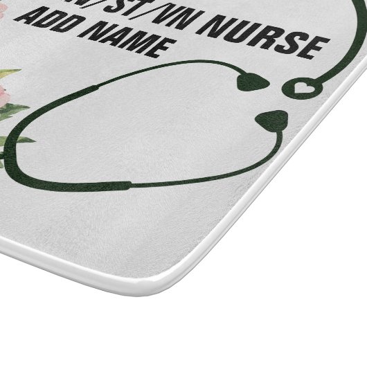 Name der personalisierten Krankenschwester Schneidebrett (Ecke)