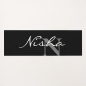 Name der personalisierten Minimal-Schwarz-Weiß-Mon Yogamatte (Rückseite (Horizontal))