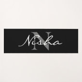 Name der personalisierten Minimal-Schwarz-Weiß-Mon Yogamatte (Vorderseite (Horizontal))