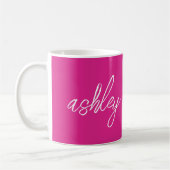 Name der personalisierten Monogram, heiß rosa Kaffeetasse (Links)