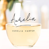 Name der personalisierten Monogram-Modernen Skript Weinglas Ohne Stiel