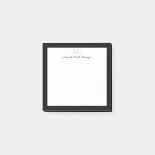 Name der Personalisierten Monogramm-Farbe Schwarz/ Post-it Klebezettel