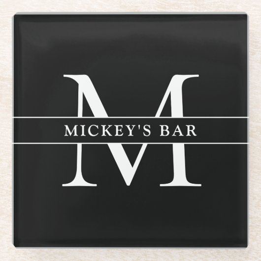 Name der personalisierten Monogramm Glasuntersetzer (Vorderseite)