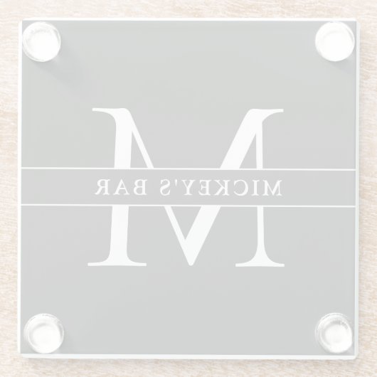 Name der personalisierten Monogramm Glasuntersetzer (Rückseite)