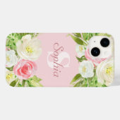 Name der personalisierten Monogramm Rosa Farbe Case-Mate iPhone Hülle (Rückseite (Horizontal))
