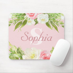 Name der personalisierten Monogramm Rosa Farbe Mousepad