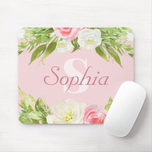 Name der personalisierten Monogramm Rosa Farbe Mousepad (Mit Mouse)