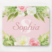 Name der personalisierten Monogramm Rosa Farbe Mousepad (Vorne)