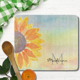 Name der personalisierten Monogramm Sonnenblume Schneidebrett