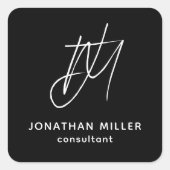 Name der personalisierten Monogramm und Name der s Quadratischer Aufkleber (Vorderseite)