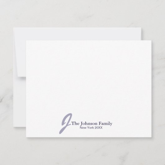 Name der personalisierten Monogrammfamilie Elegant Mitteilungskarte (Vorderseite)