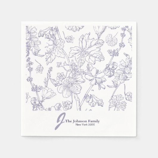 Name der personalisierten Monogrammfamilie Elegant Serviette (Vorderseite)