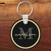 Name der personalisierten Schwarz-Gold-Folie Schlüsselanhänger (Vorderseite)