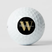 Name der personalisierten schwarzen goldfarbenen M Golfball (Vorderseite)