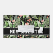 Name der personalisierten schwarzen Mama Schreibtischunterlage (Tastatur & Maus)