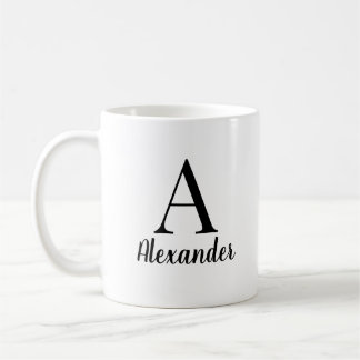 Name der personalisierten Schwarzen Monogramm Kaffeetasse