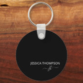 Name der personalisierten Schwarzen Monogramm Schlüsselanhänger (Vorderseite)