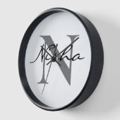 Name der personalisierten schwarzen Monogramm Uhr (Winkel)
