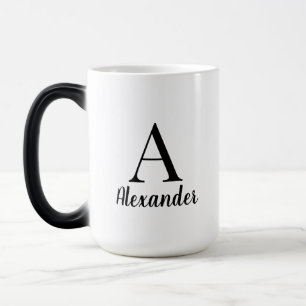 Name der personalisierten Schwarzen Monogramm Verwandlungstasse