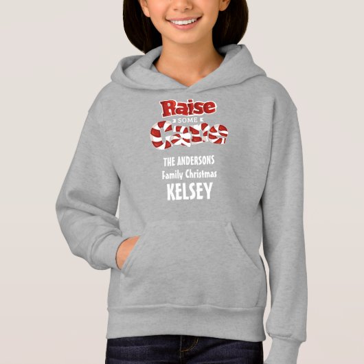 Name der personalisierten Weihnachtsfamilie Hoodie (Vorderseite)