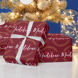 Name der Personalisierten Weihnachtsmonogramm-Beze Geschenkpapier