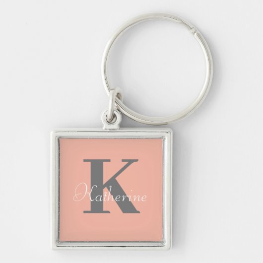 Name der Pfirsichmonogramm Schlüsselanhänger (Vorne)