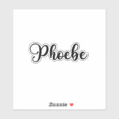 Name der Phoebe - Handgeschriebene Kalligrafie Aufkleber (Blatt)